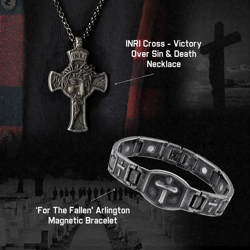 Buy Bracelet & Get FREE The Fallen' Arlington Magnetic Bracelet and The INRI Necklace: Helps Pair Veterans With A Service Dog Or Shelter Dog.