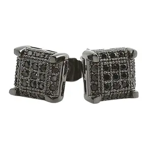 Black CZ Small Cube Micro Pave Earrings