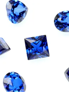 Princess Cut Synthetic Blue Sapphire Gemstone, 4.5-10mm Size, Ideal for Jewelry Making DIY Accessories, Lab-Grown Blue Sapphire
