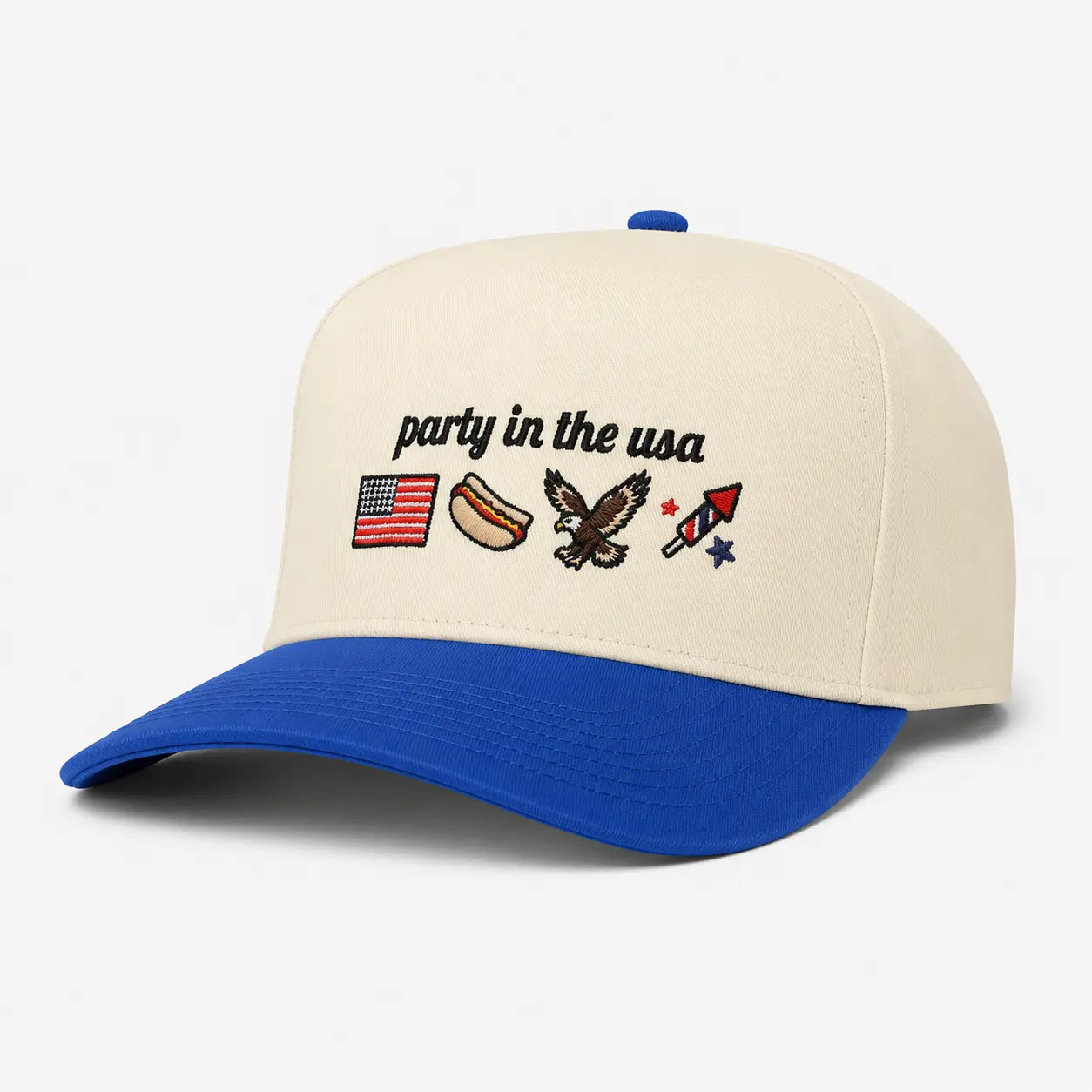 Party In The USA Embroidered Patriotic Trucker Hat American Flag Eagle Fireworks Hotdog Adjustable OTTO Baseball Cap Fourth Of July Gift
