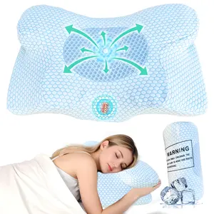 Ergonomic Memory Foam Pillow-For Back Sleeper, Side Sleeper, Stomach Sleeper, Contours Orthopedic Firm Pillow- Blue