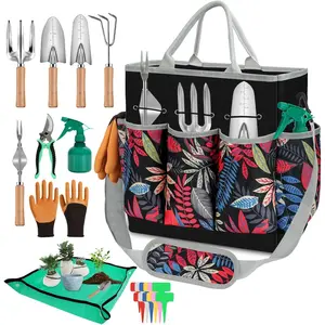 Tools Set, 22Pcs Gardening Gifts for Garden Tool Kit with Shoulder Organizer Handbag Repotting Mat, Ideal Gifts for Gardener