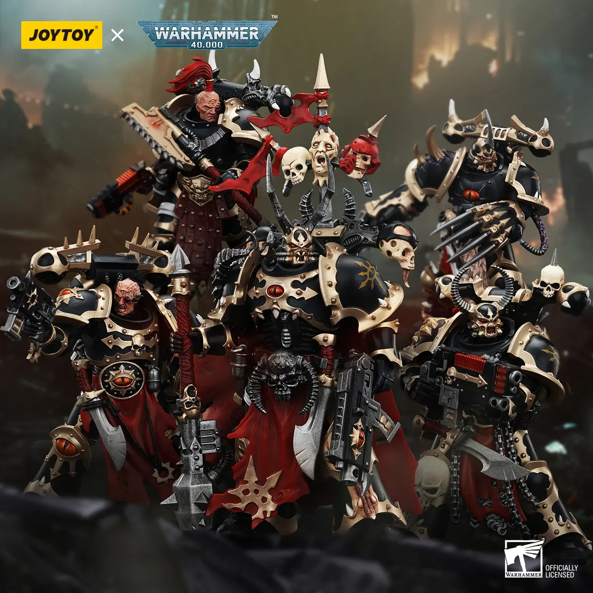 JOYTOY Warhammer 40k 1/18 Action Figures 12.6cm Chaos Space Marines Black Legion Chosen