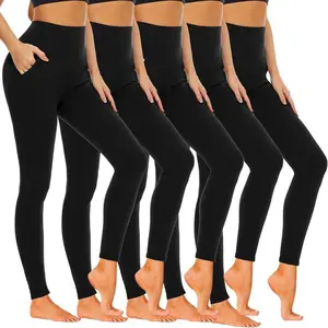 5 Pack Soft Leggings Women Pack-gh Waisted  Control Workout Yoga Running Gym Fitness  Pants