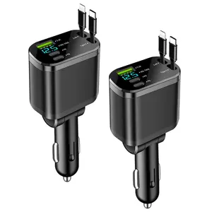 Expandable Car Charger, 66w USB-C Car Adapter, Five-In-One Expandable Car Charger, Supports iPhone 17/16/15/14, Samsung S25/s24 Fast Charging