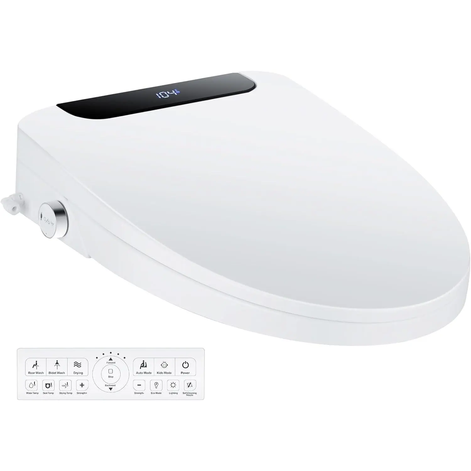 OMNIRA Bidet Toilet Seat, Elongated, Electric, Warm Water, Air Dryer, Heated Seat and Slow Close Lid, Front and Rear Wash, Night light, Wireless Remote, 102 (Elongated)