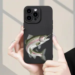 Trout Fish Pattern Phone Case New Sells Well Classic Creative Fun TPU Camera Shockproof Protective Case Compatible with iPhone Models 7/8/11/12/13/14/15/16/e/pro/16Plus/16Promax/X/Xs Max/Xr/Se/Mini