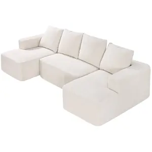 VEVOR Modular Sectional Sofa, U Shaped Couch, Sectional Sofa for Living Room, Cloud Couch with High Rebound Sponge with Cushion for Living Room, Apartment, Beige