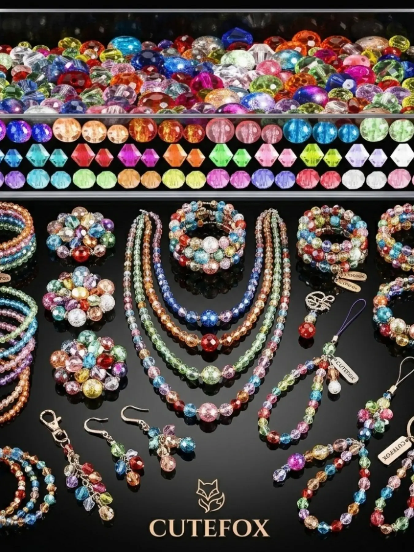 100g mixed color glass beads, used for jewelry making, rainbow crystal beads, various colored loose beads, used for making necklaces, earrings, bracelets, Beads And Accessories