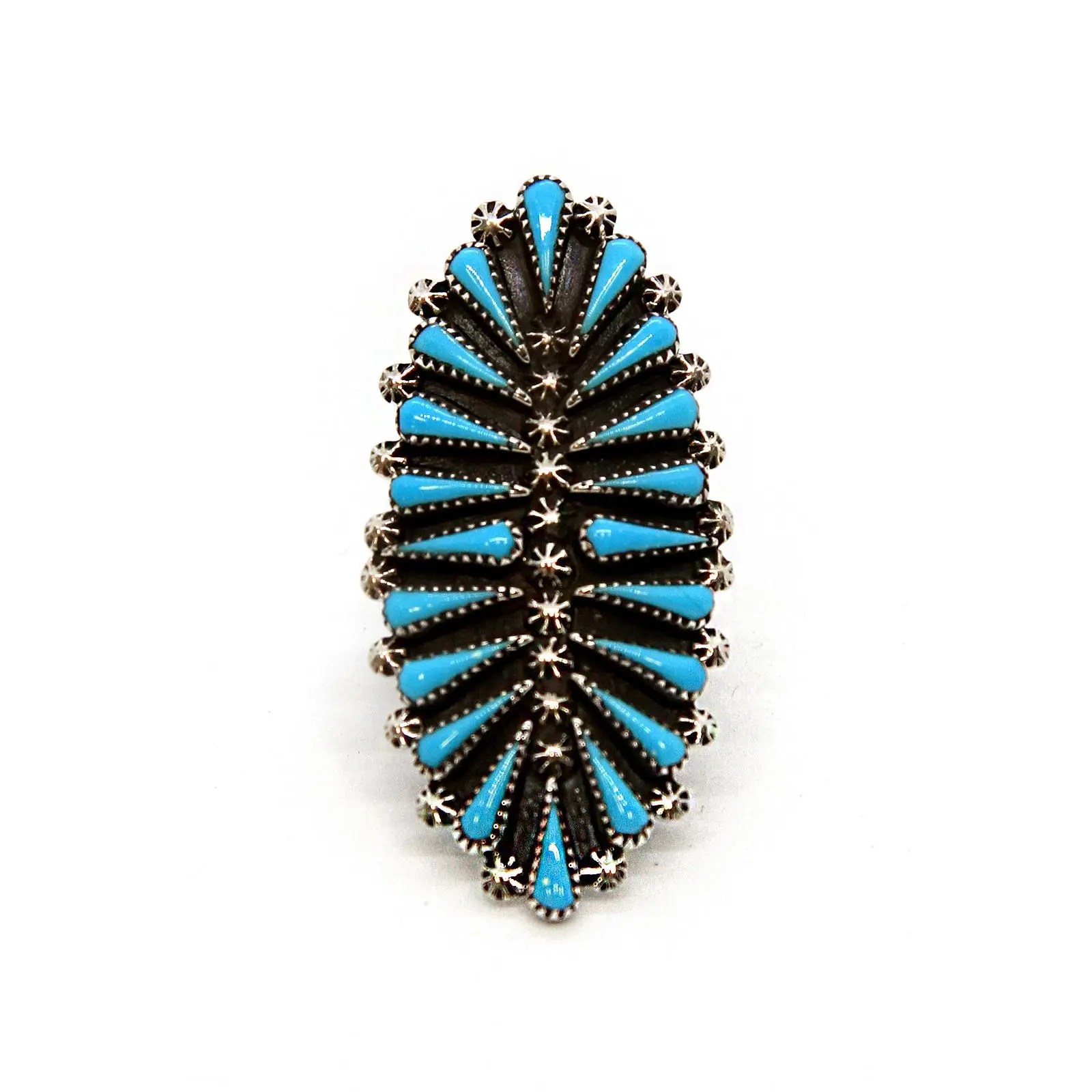 Zuni Turquoise Oval Petit Point Ring (Size 10)