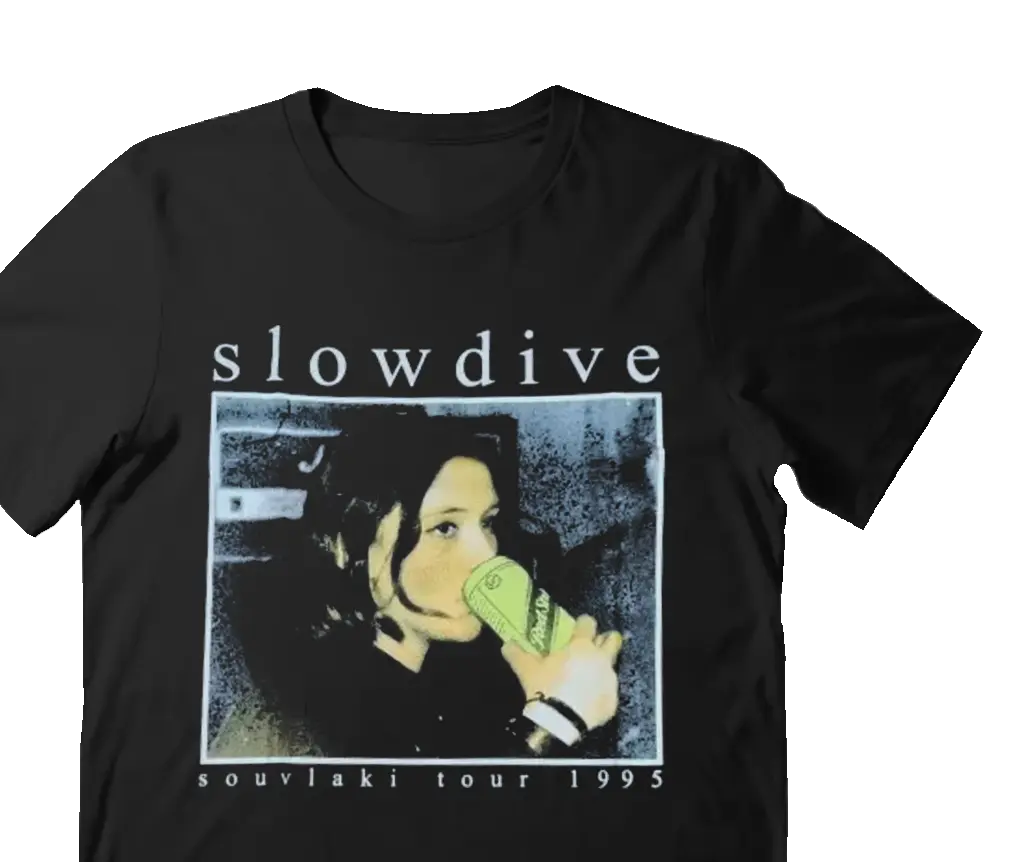 Slowdive Souvlaki Tour 1995 Men's Black Cotton Short Sleeve T