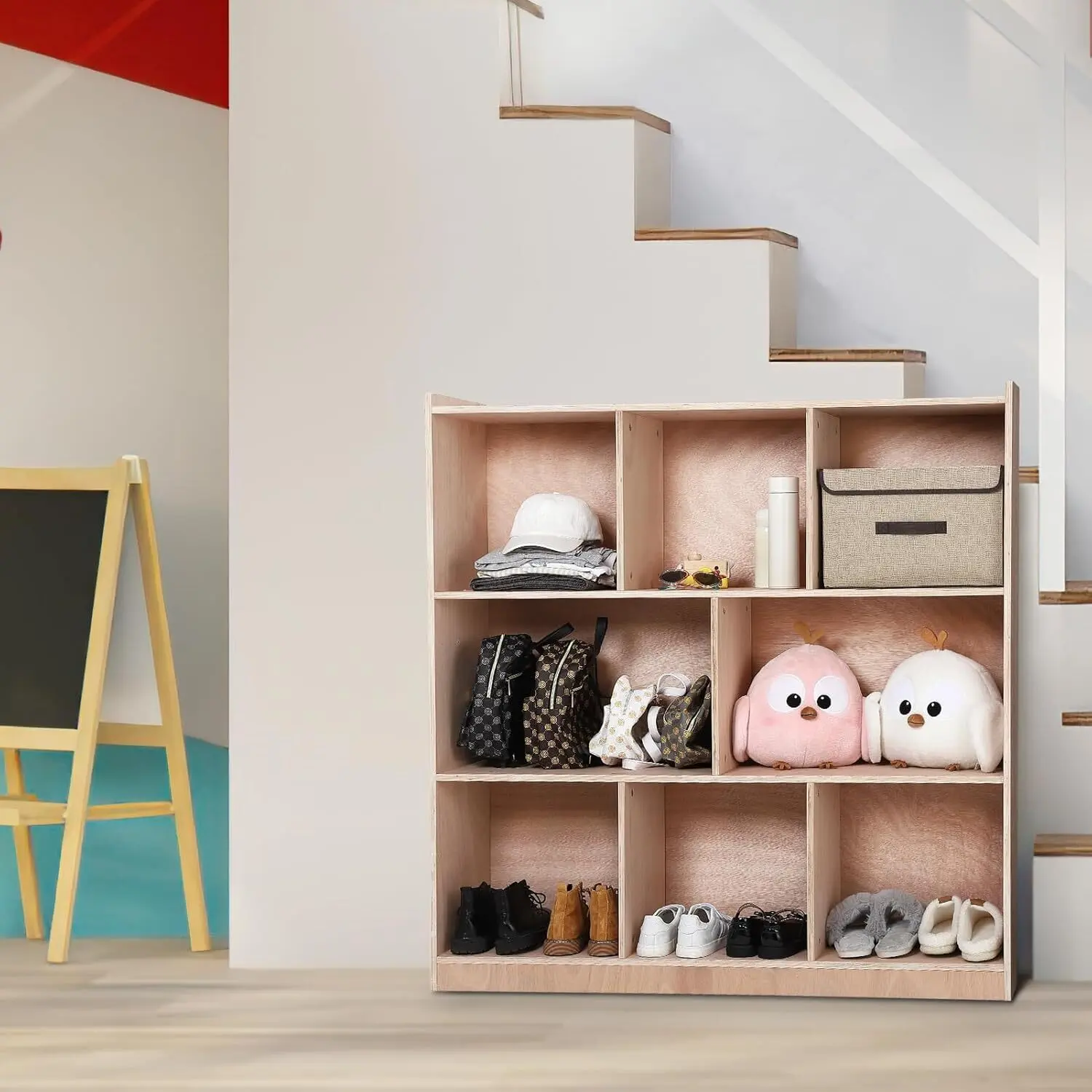 【Christmas Gift】8Section Storage Cubbies for Classrooms Smooth Glazed Surface Cubby Storage Cabinet Classroom Cubbies Cabinet with 4 Casters 2 Boxes for Home School Kindergarten