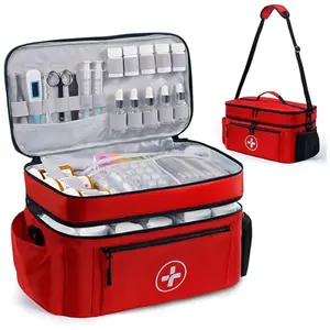 Multi-Pocket Medical Travel Bag First Aid Kit Pill Bottle Storage Box, Essential Organizer for Medications & Emergency Supplies, Emergency Gear, Emergency Home Supplies