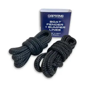 ⅜” x 6’ Boat Fender Lines – Black Nylon 2 Pack