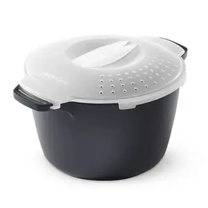 Pampered Chef Large Micro Cooker – 2-Quart Microwave-Safe Pot with Locking Drain Lid, for Left & Right-Handed Users, Dishwasher-Safe