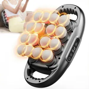 Beauty 16-Head Deep Tissue Percussion Massage Gun, 30 Levels & 3 Modes, Quiet Muscle Massager with Red Light Therapy, Adjustable Auto-Rotating LED Ceramic Curler for Back & Shoulder Pain Relief