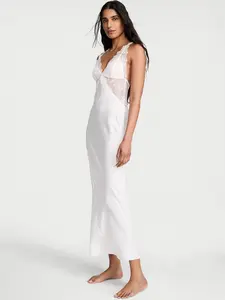 Victoria's Secret Satin Rose Lace Long Slip Dress
