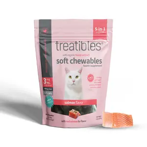 Treatibles Extra Strength Salmon Oil Flavored Soft Chewable Calming Supplement for Cats, 3-mg, 100 count