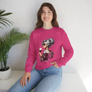 Chic Woman with Wine You Are Loved Sweatshirt | Cozy Crewneck