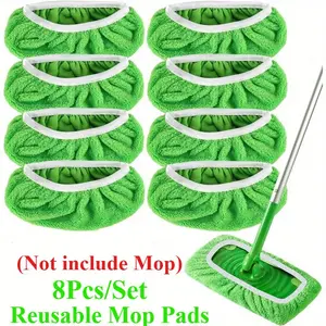 8 Pack Reusable Mop Pads Refill Compatible with Swiffer Sweeper Mop - Dry Sweeping Cloths & Wet Mopping Cloths for Household Cleaning - Washable Microfiber Pads for Mopping Floors Absorbent Disposable summervibes