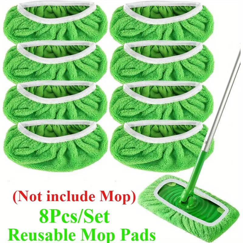 8 Pack Reusable Mop Pads Refill Compatible with Swiffer Sweeper Mop - Dry Sweeping Cloths & Wet Mopping Cloths for Household Cleaning - Washable Microfiber Pads for Mopping Floors Absorbent Disposable