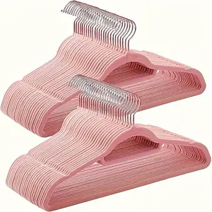 50 velvet hangers, non-slip and space-saving design, suitable for coats, shirts, suits and trousers, durable metal hangers, suitable for home and retail.