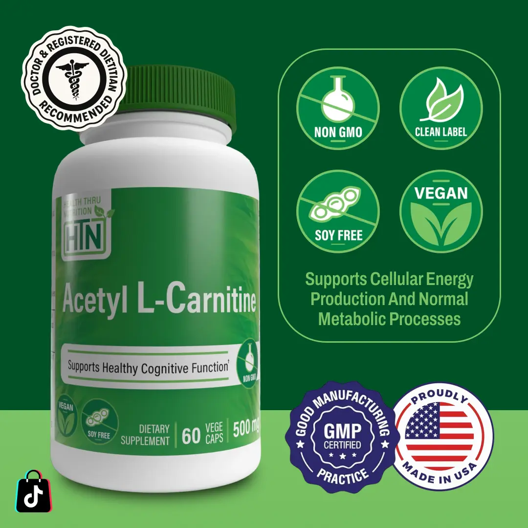 Health Thru Nutrition Acetyl L-Carnitine – 500mg | Cognitive, Nerve & Clean Energy Support