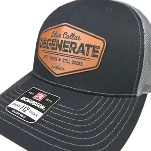 Richardson Blue Collar Degenerate Patch Hat - Adjustable Snapback with "Blue Collar Degenerate" Leather Patch & Richardson 112 Logo