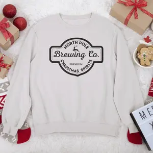 Women's Christmas Sweater - Long sleeve - North Pole Brewing Co - Women's - Custom print Comfort Comfortable Sweatshirt Womenswear Casual Day Hoodie  Soft Tops