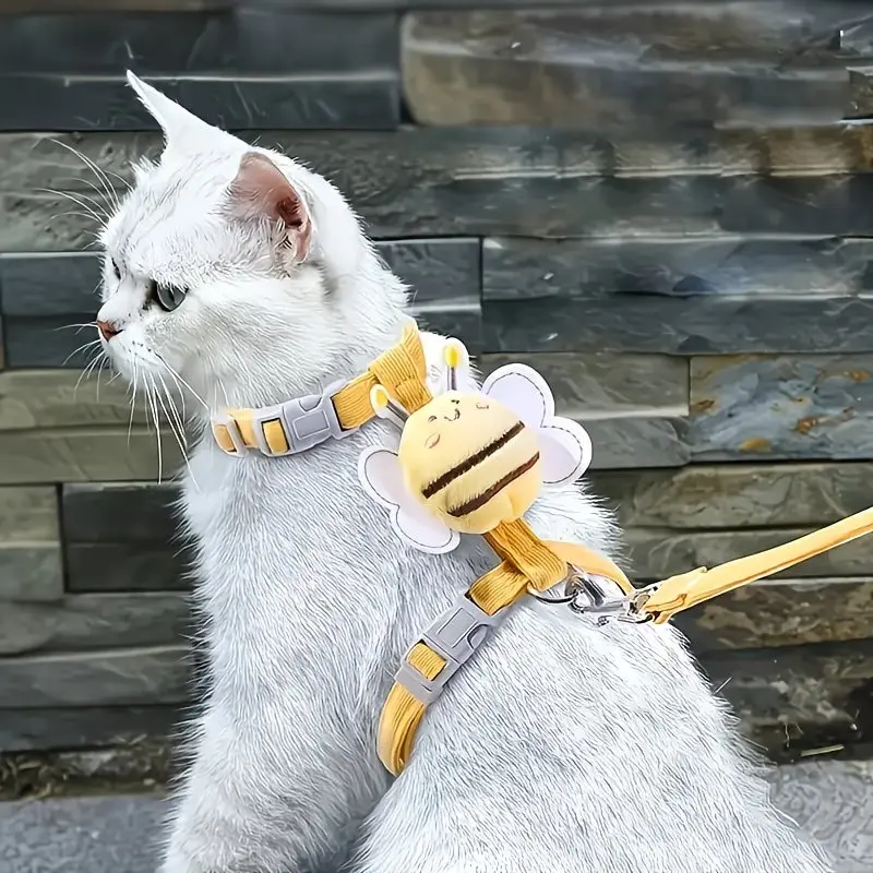 Cat Leash Chest Strap Set Anti-break Out Special Cat harness set H Font Red Adjustable Chest Back Cat Leash