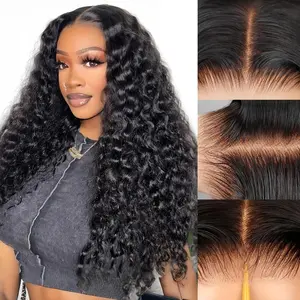 Wear and Go Glueless Wigs Human Hair Pre Cut 180% Density Deep Wave 6x4 Lace Closure Wigs Human Hair Pre Plucked Natural Hairline Wet and Wavy Wig for Women 16-28 Inch
