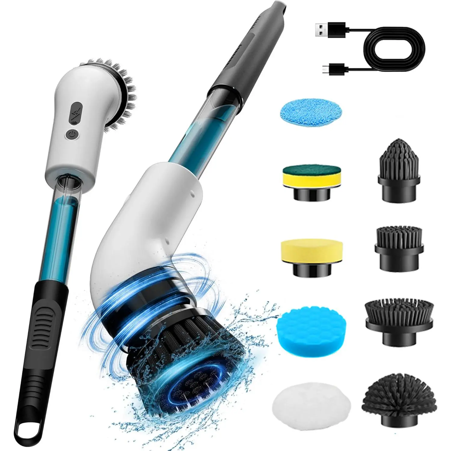 Electric Spin Scrubber, Rechargeable Cleaning Brush with 9 Replaceable Brush Heads, Multifunctional for Bathroom, Kitchen, Car, USB Rechargeable Scrubber, Cordless Spin Scrubber, Scrubbing Spin Brush