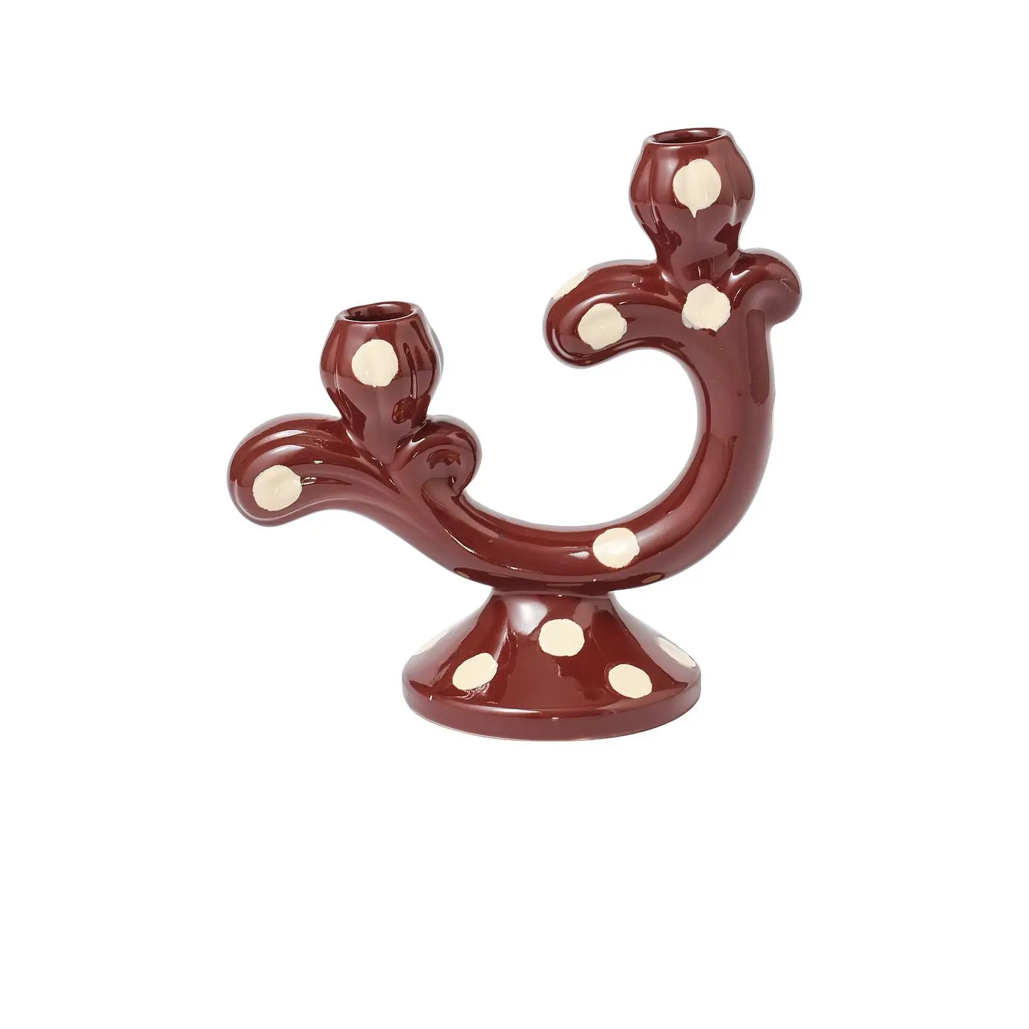 Damson Madder Candelabra in Burg & Butter Polka Dot