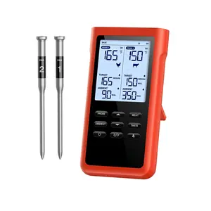 3000FT Smart Wireless Meat Thermometer, Sub-1G Long Range, 6 Sensors NIST Certified Accuracy, 2 Thin Probes, Standalone Base with Large LCD for Grill, Smoker, Oven, BBQ
