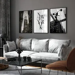 2D Plan, 3 Black and White Contemporary Urban Landscape Canvas Artworks, Wall Decoration, Modern Nordic Style, City Landmark Decoration for Home and Office Decoration, with Or Without Frames for You To Choose From