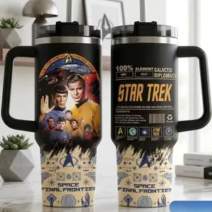 Star Trek 20oz/40oz Tumbler Custom Name Insulated Travel Mug Sci-Fi Movie Theme Stainless Steel Coffee Cup Gift