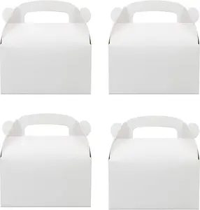30-Pack White Party Favor Treat Boxes, Goodie Gable Paper Gift Boxes with Handles.