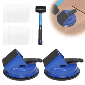 2PK Heavy Duty Floor Gap Fixer Tool with 45? Striking Surface &  Suction Cup, Professional Vinyl Floor Gap Repair Tool for Laminate Flooring Repair, Includes Rubber Mallet & 10 count Sticky Pads