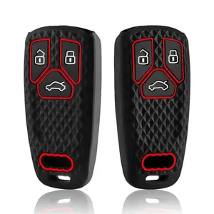 Premium Silicone Car Key Case Holder Cover for Audi Q5 Q7 TT A4 B9 A5 A6 8S 8W 4M S4 S5 S7 TTS TFSI RS - Shockproof Dustproof Anti-Scratch Full Protection, Soft Durable Anti-Slip Material, Perfect Fit Luxury Car Key Accessories, Car Key Protector