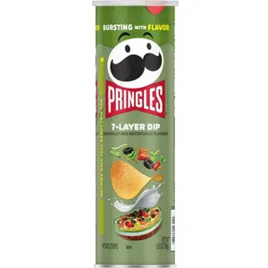 14x Pringles 7-Layer Dip - Savory Potato Crisps Snack Chips Variety Party Pack Bundle Bulk Wholesale Food Pantry Stocking Salty Treat Grab and Go Lunch Box Sides Crunchy Appetizer Layered Bean Cheese Flavor 5.5oz 14ct
