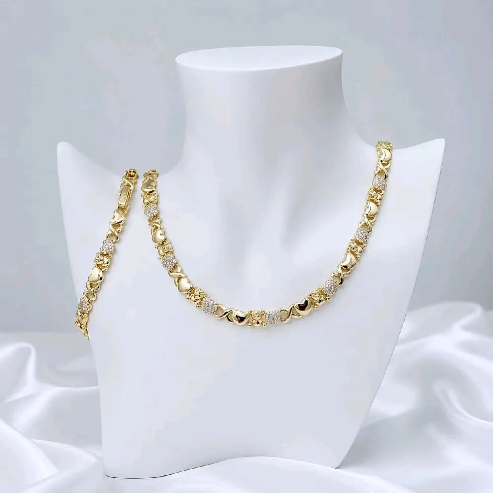 valdiviajewery #2142 xoxo set with bear, 14k gold plated, high quality valdiviajewery #2142 xoxo set with bear, 14k gold plated, high quality