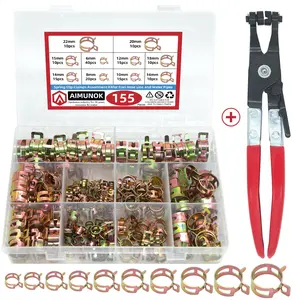 156PCS Spring Hose Clips Assortment Kit with Hose Clamp Pliers, 6-22mm Adjustable For Fuel LinePlumbing Automotive Mechanical Applications,Automotive Fuel Line Hose Clamps Kit with Spring Clamp Pliers