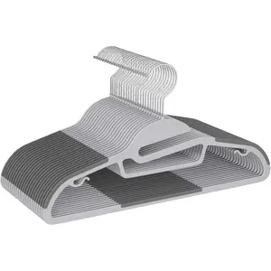 Plastic Hangers 50 Pack with Non-Slip Design,0.2 Inches Thick, 360 ° Swivel Hook Space Saving Organizer for Bedroom Closet,Shirts,Pants(Grey- S Shaped)