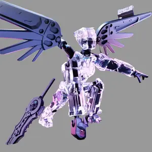 Transparent 3D Printed Articulated Dummy Action Figure - Movable Joints, Wing Assembly Toy, Creative Stress Relief Toy for Kids, Action Figures
