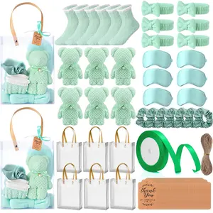 48pcs Shower Favors & Spa Gift Set for Guests - Gender Neutral & Bridal Party Showers - Plastic/ Towels, Socks, Hairbands, Combs, Eye Masks, Cards & Game Prizes  kid baby teen girls gifts favors party care package for St. Patrick's Day