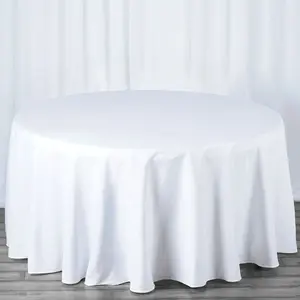 Premium Polyester 120" Round Tablecloth White - Seamless 220GSM Wrinkle-Resistant Design for Classy Events