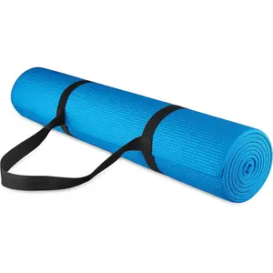 All Purpose 1/4-Inch High Density Anti-Tear Exercise Yoga Mat with Carrying Strap with Optional Yoga Blocks, Multiple Colors