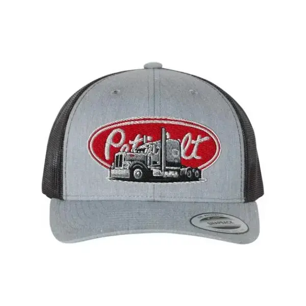 Vintage Peterbilt Snapback Flat Bill Adjustable Hat | Retro Semi Trucker Hat | Diesel Truck Embroidered Patch Cap | Truck Driver Trucker Snapback Hat | Truck Logo Graphic Hat