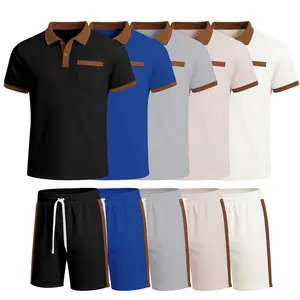 Men's Polo Shirt and Drawstring Shorts Set, Casual Summer Matching Outfit, Short Sleeve Polo & Shorts for Daily Wear, Athleisure Sportswear Two-Piece Set