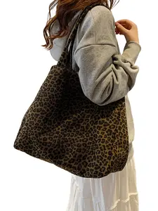 Vintage Leopard Print Tote Bag, Casual Oversized Shoulder Handbag, Perfect for Work, School, Travel, Daily Use